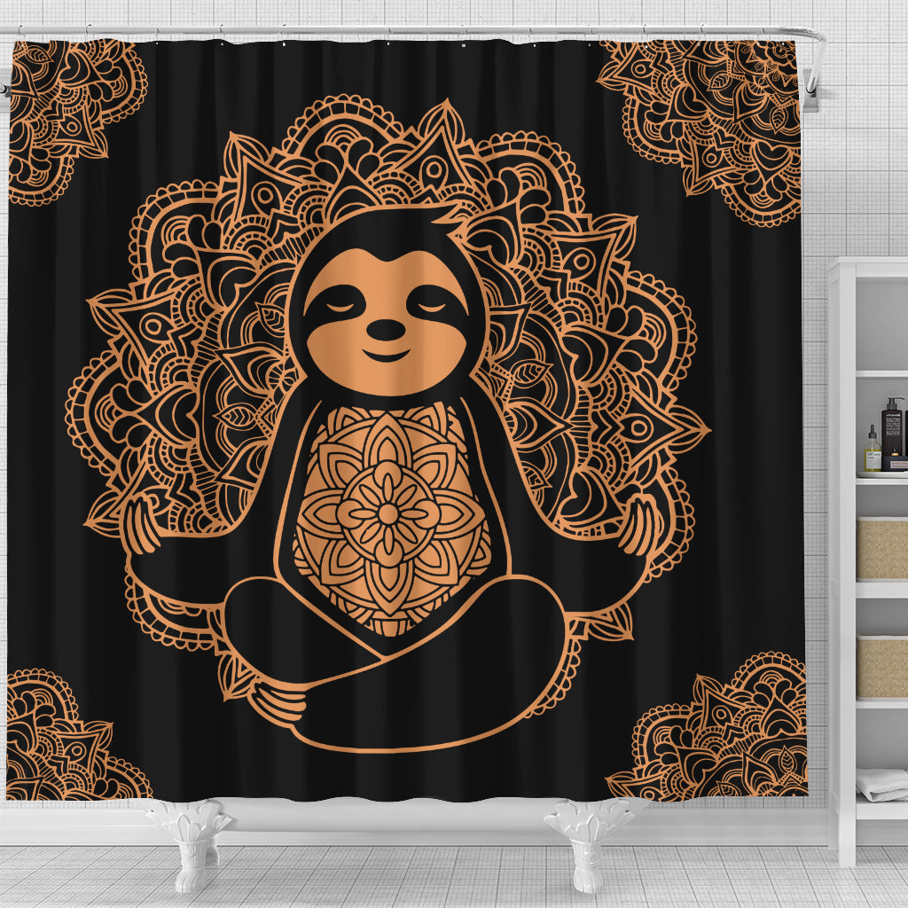 Sloth Yoga Mandala Shower Curtain Nearkii