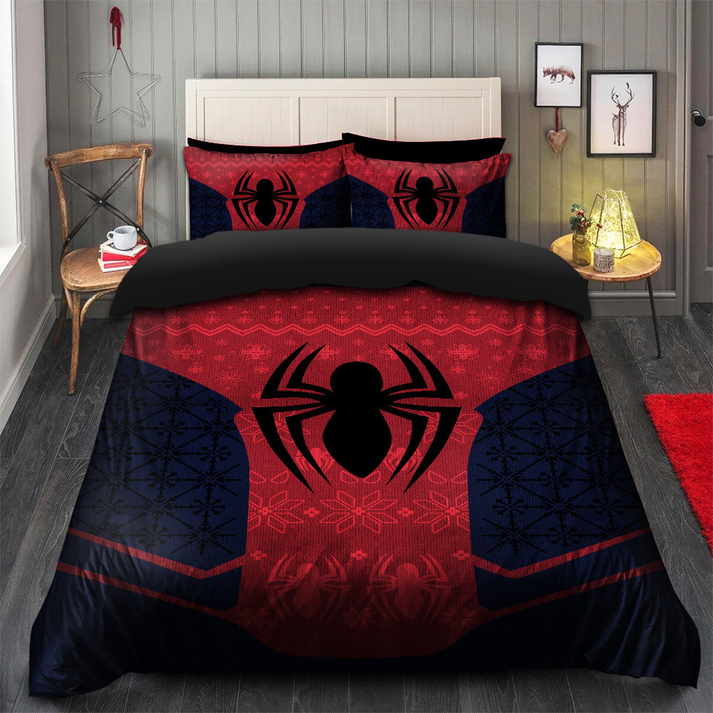 Spiderman Red Christmas Bedding Set Duvet Cover And 2 Pillowcases Nearkii