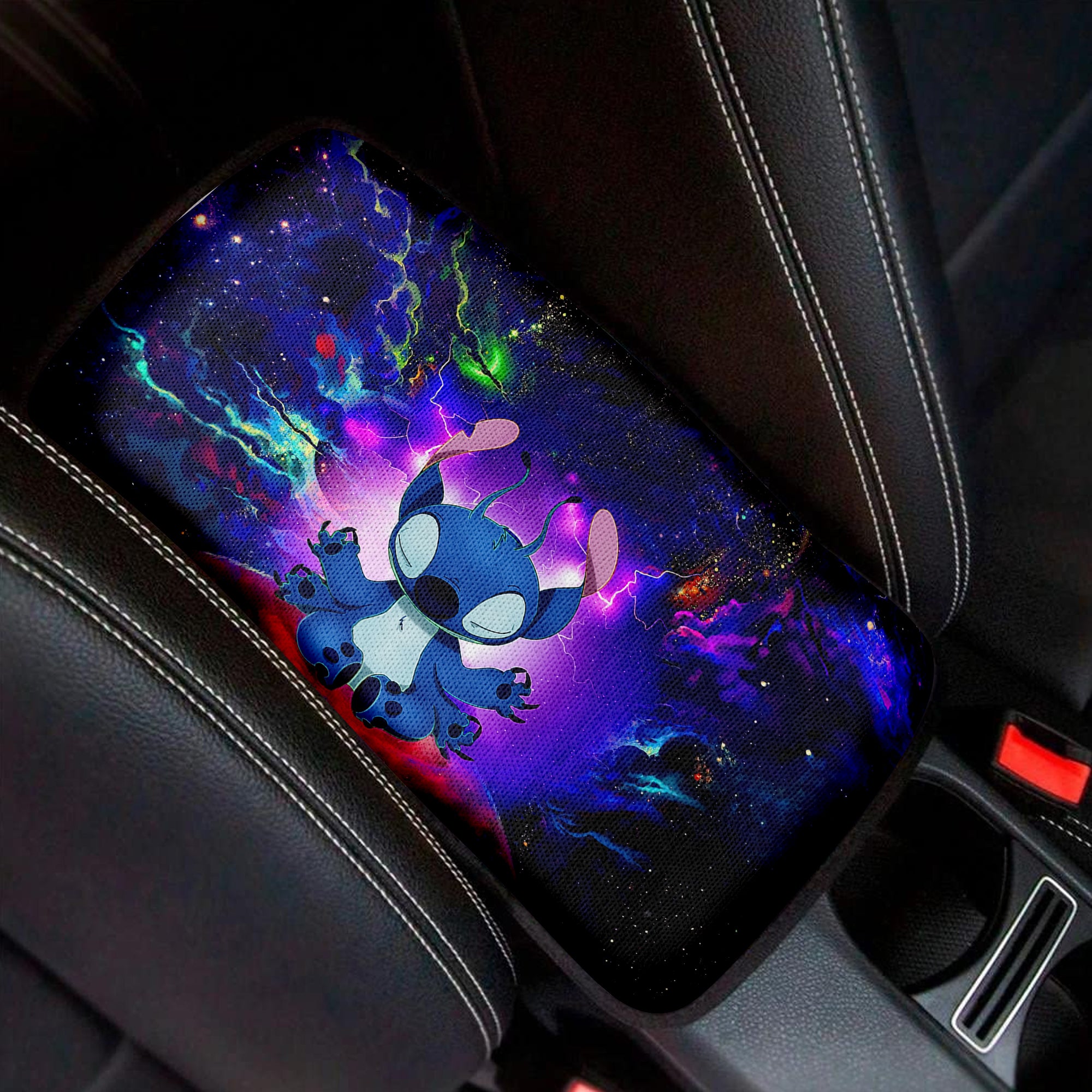 Stitch Yoga Love To Moon Back Galaxy Premium Custom Armrest Center Console Cover Car Accessories Nearkii