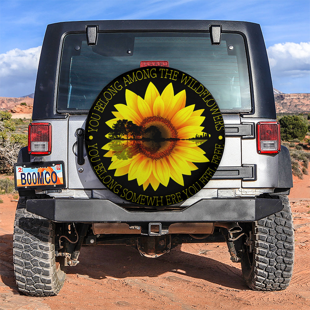 Sunflower Guitar Jeep Car Spare Tire Covers Gift For Campers Nearkii