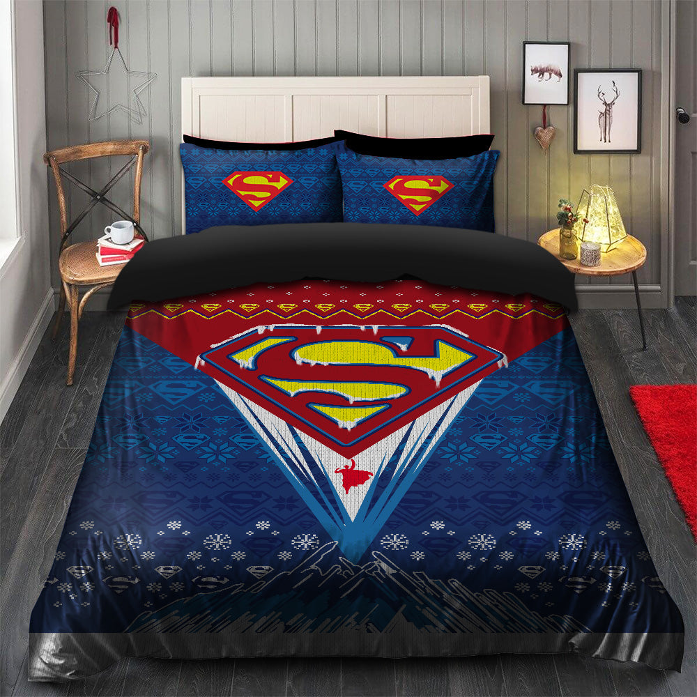 Superman 1 Christmas Bedding Set Duvet Cover And 2 Pillowcases Nearkii