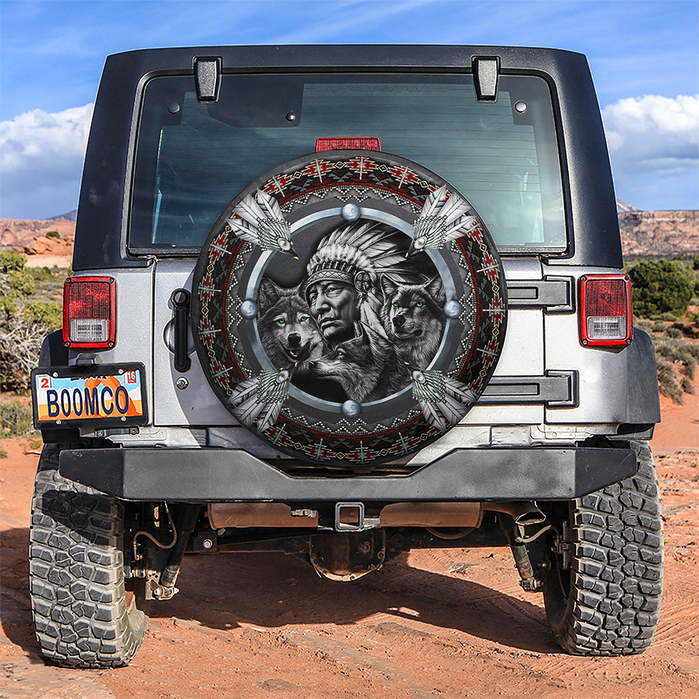 Native American Wolf Jeep Car Spare Tire Covers Gift For Campers Nearkii