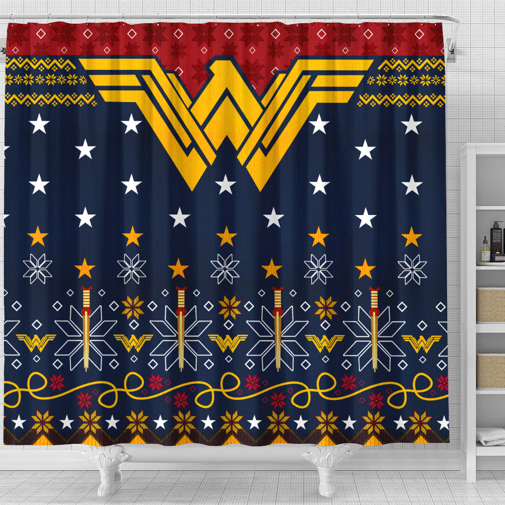 Wonder Woman Christmas Shower Curtain Nearkii