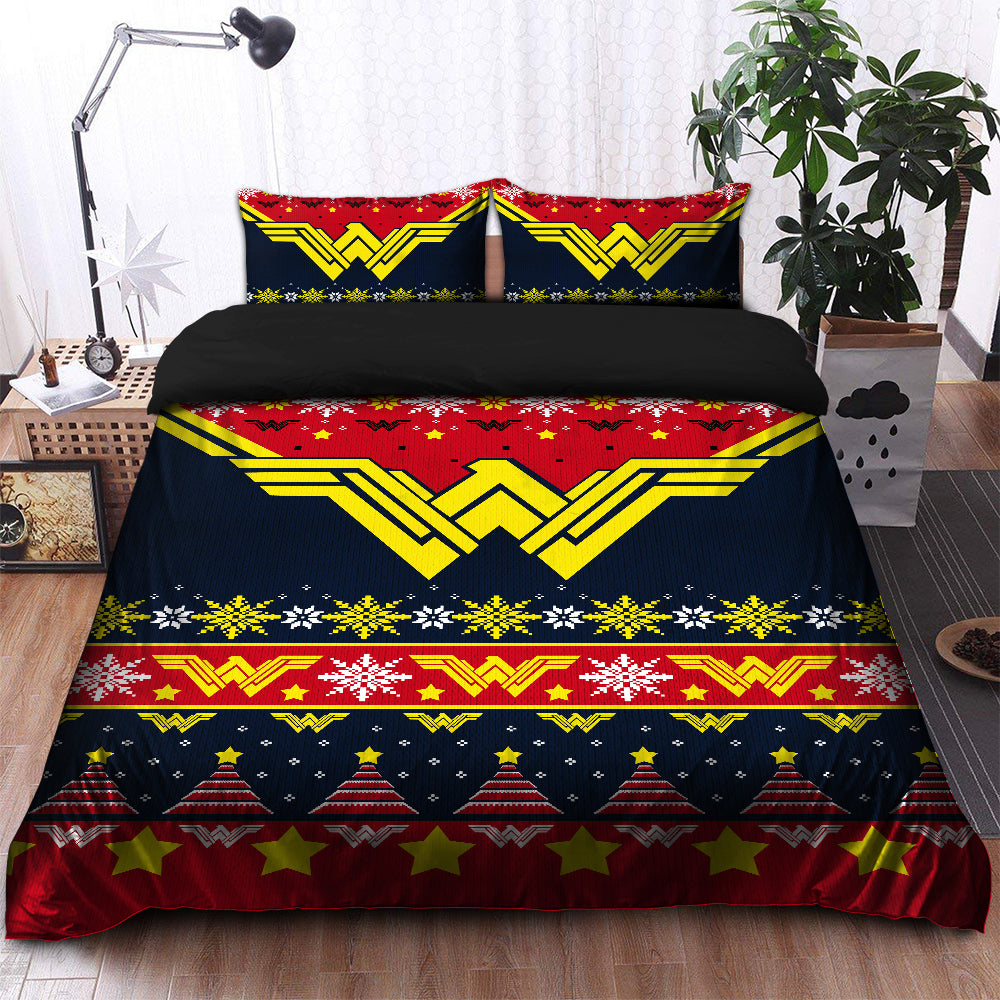 Wonder Woman 2 Christmas Bedding Set Duvet Cover And 2 Pillowcases Nearkii