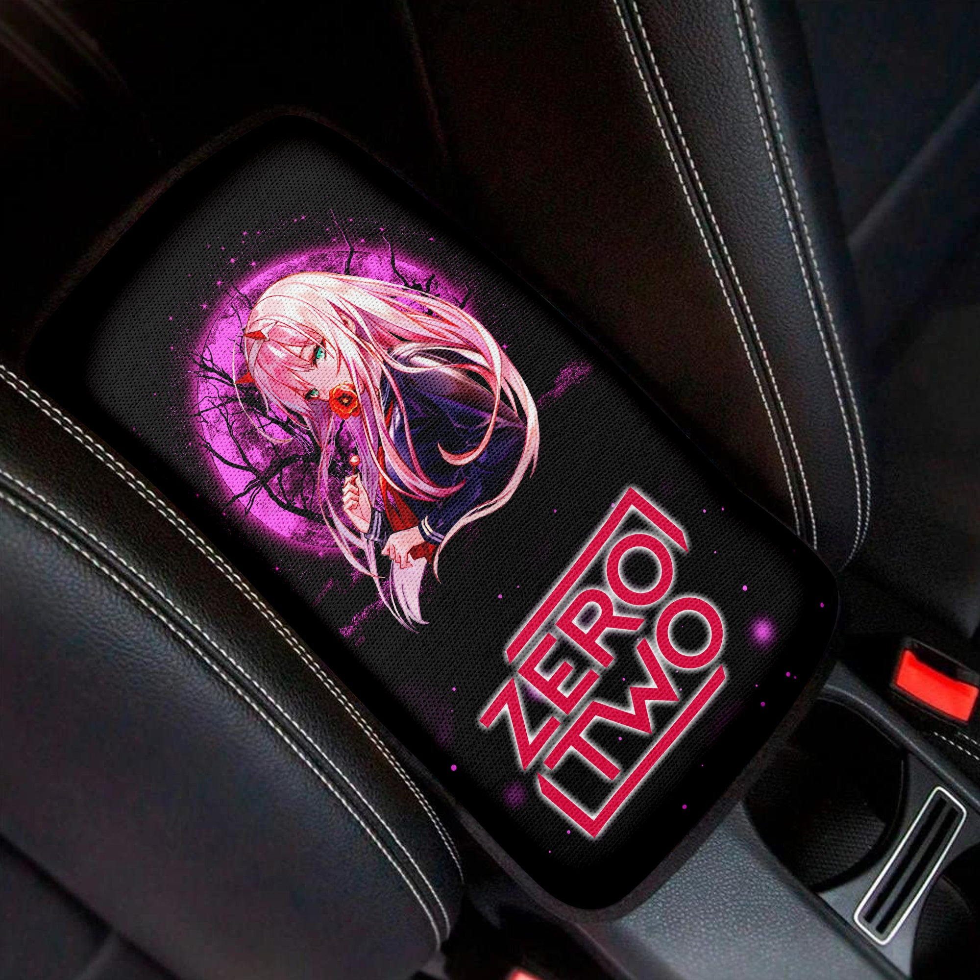 Zero Two Anime Moonlight Premium Custom Armrest Center Console Cover Car Accessories Nearkii
