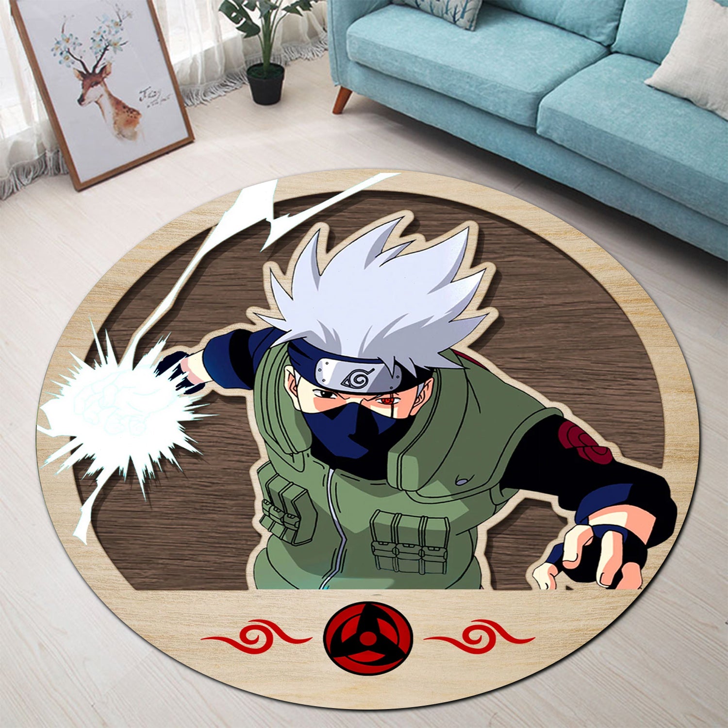 Naruto Hatake Kakashi Round Carpet Rug Bedroom Livingroom Home Decor Nearkii