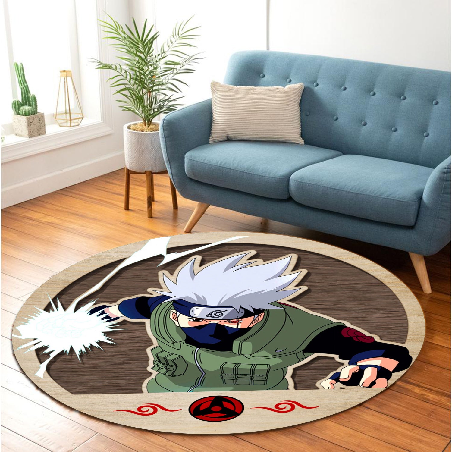 Naruto Hatake Kakashi Round Carpet Rug Bedroom Livingroom Home Decor Nearkii