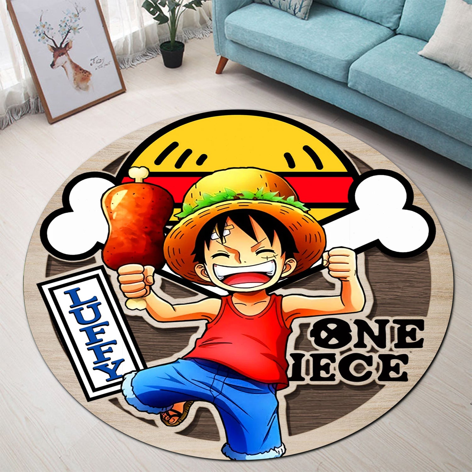 One Piece-Monkey D Luffy Round Carpet Rug Bedroom Livingroom Home Decor Nearkii