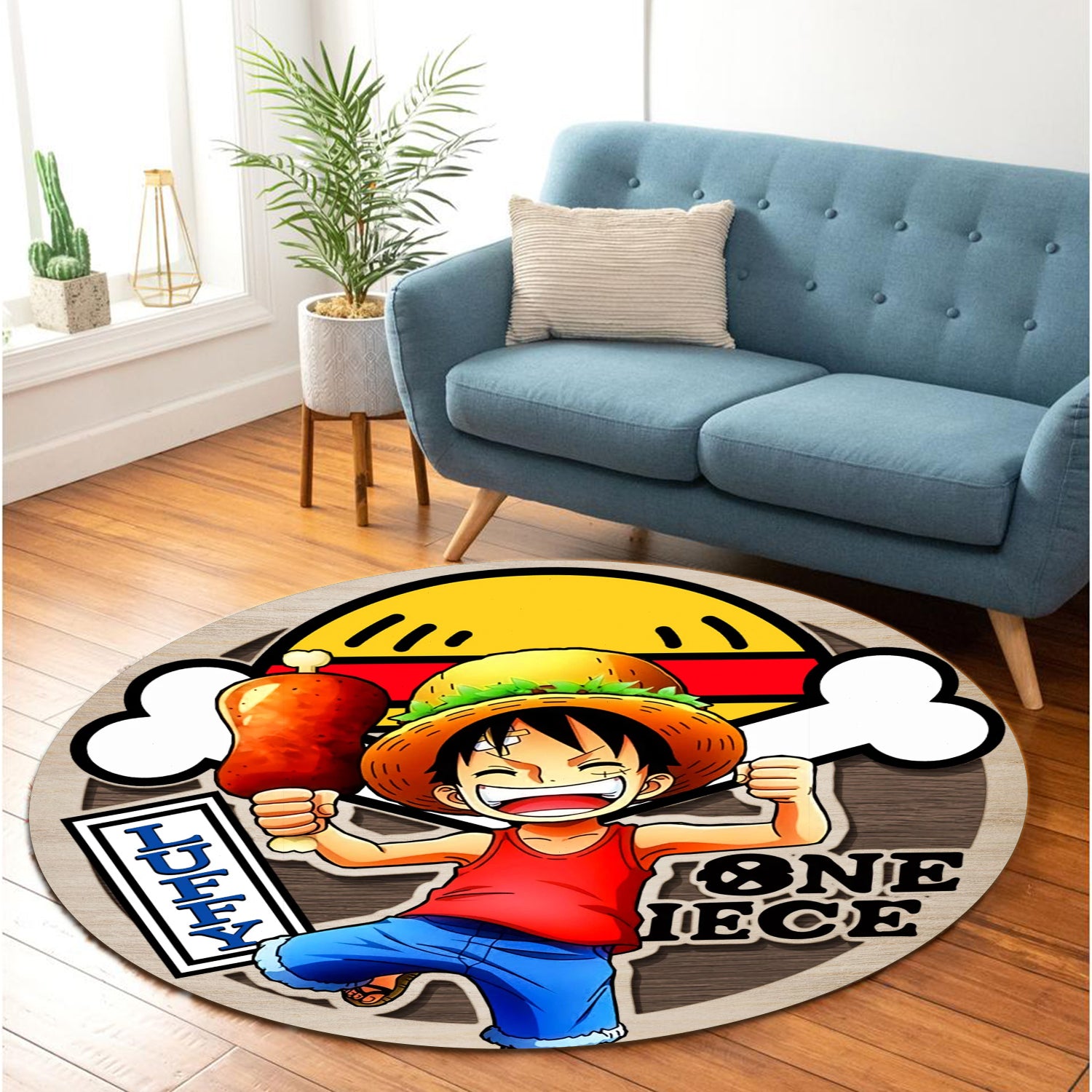 One Piece-Monkey D Luffy Round Carpet Rug Bedroom Livingroom Home Decor Nearkii