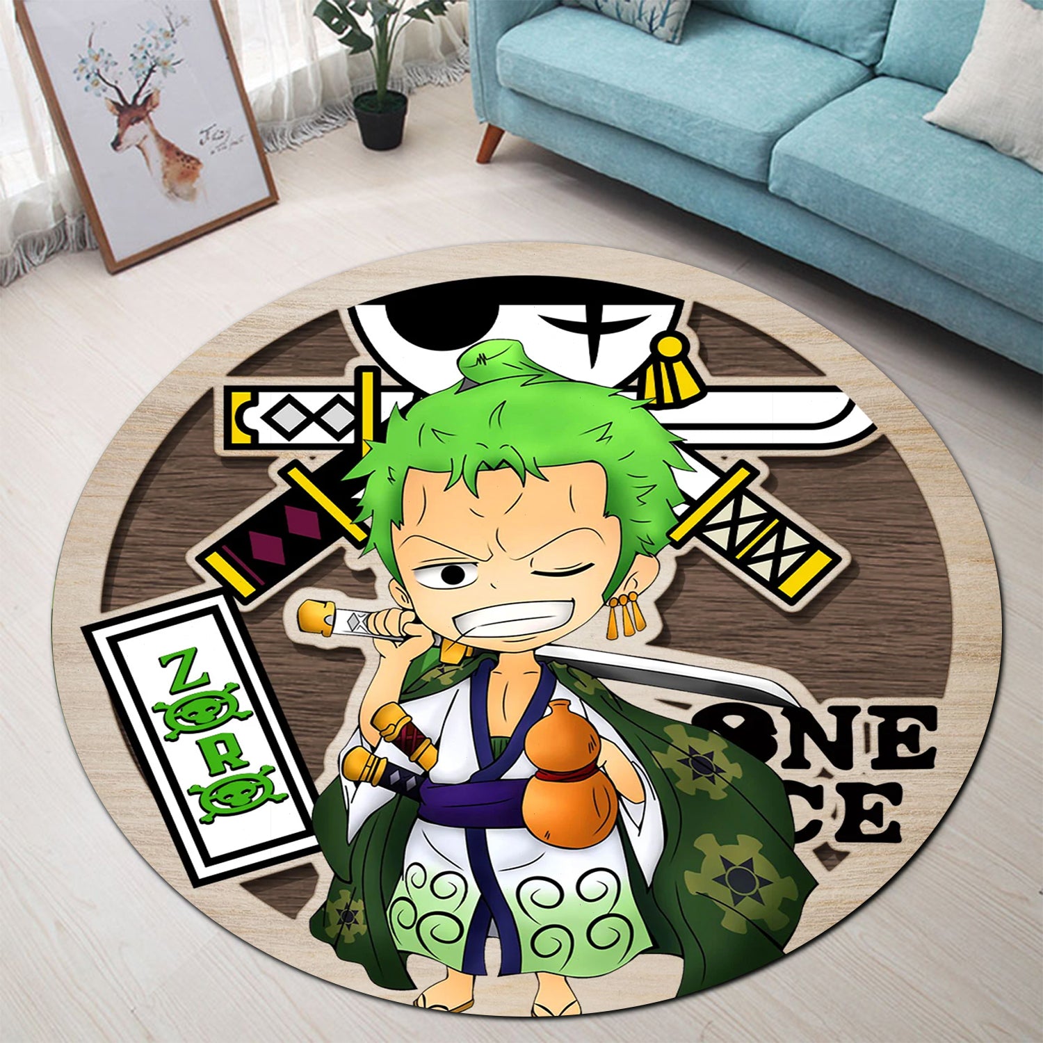 One Piece-Roronoa Zoro Round Carpet Rug Bedroom Livingroom Home Decor Nearkii