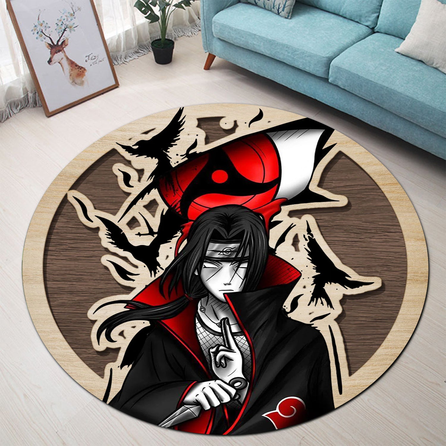 Naruto Itachi Uchiha Round Carpet Rug Bedroom Livingroom Home Decor Nearkii