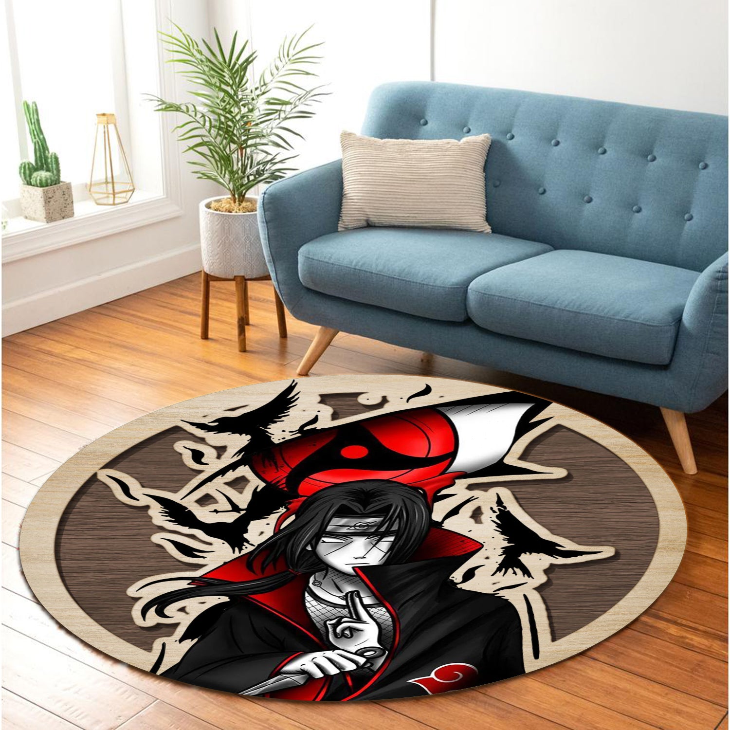 Naruto Itachi Uchiha Round Carpet Rug Bedroom Livingroom Home Decor Nearkii