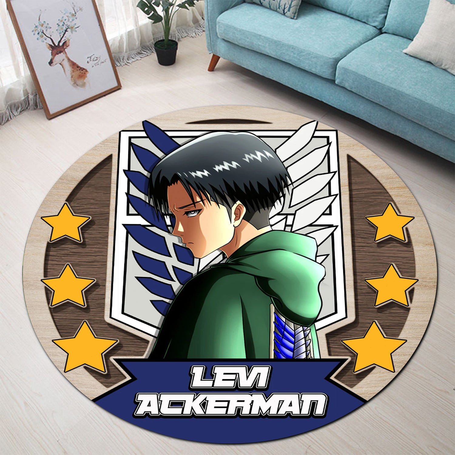 Attack On Titan Levi Ackerman Round Carpet Rug Bedroom Livingroom Home Decor Nearkii