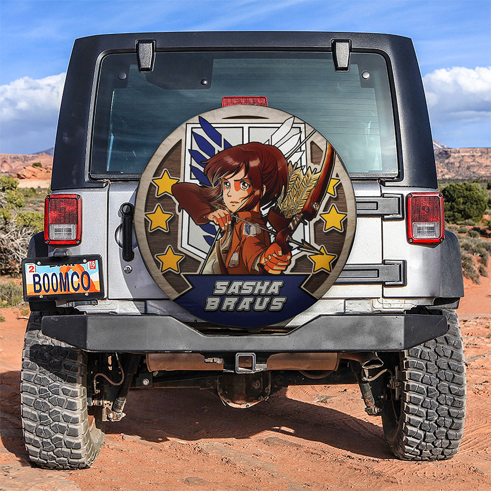 Attack On Titan Sasha Braus Jeep Car Spare Tire Covers Gift For Campers Nearkii