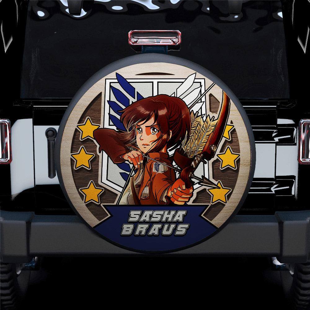 Attack On Titan Sasha Braus Jeep Car Spare Tire Covers Gift For Campers Nearkii
