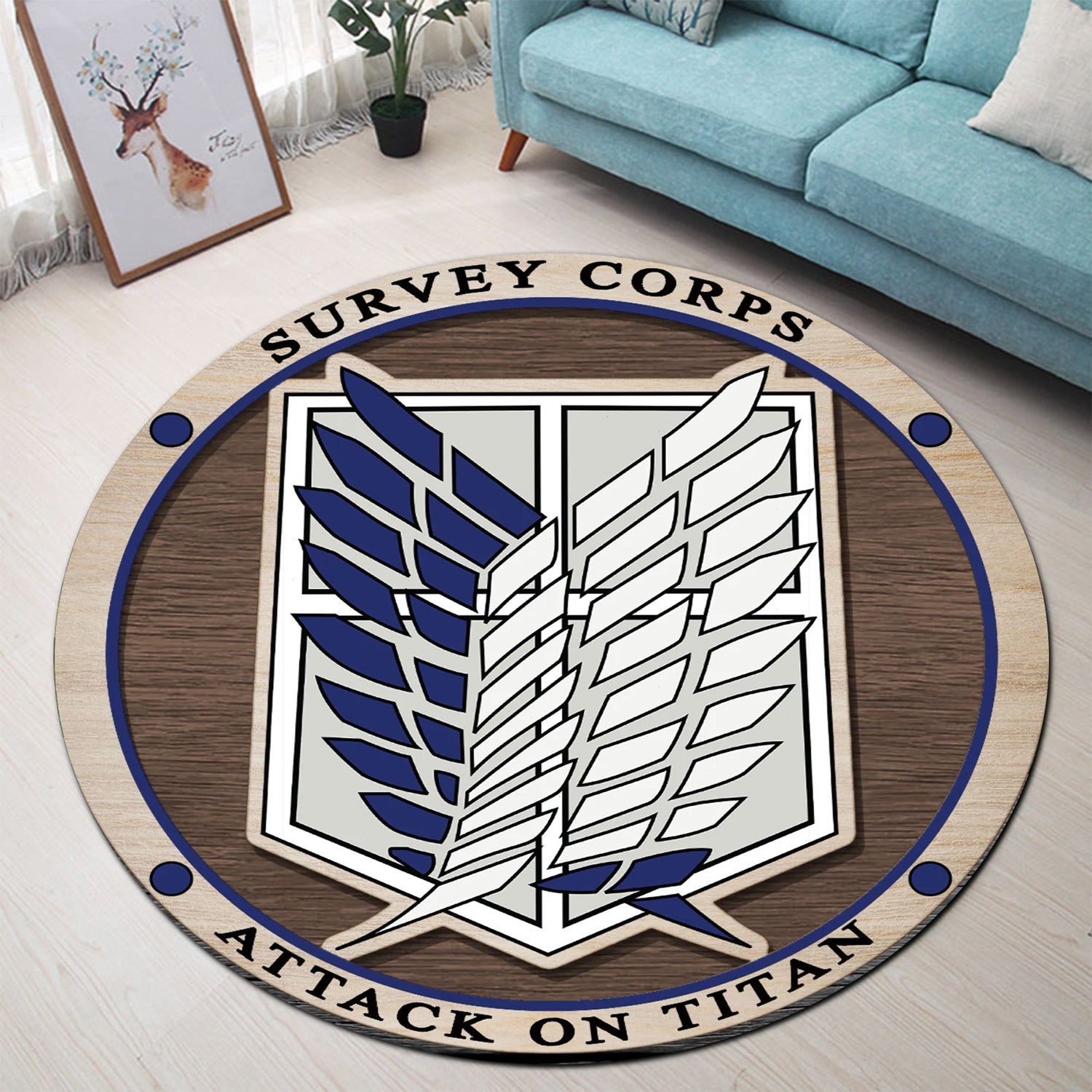 Attack On Titan Survey Corps Round Carpet Rug Bedroom Livingroom Home Decor Nearkii