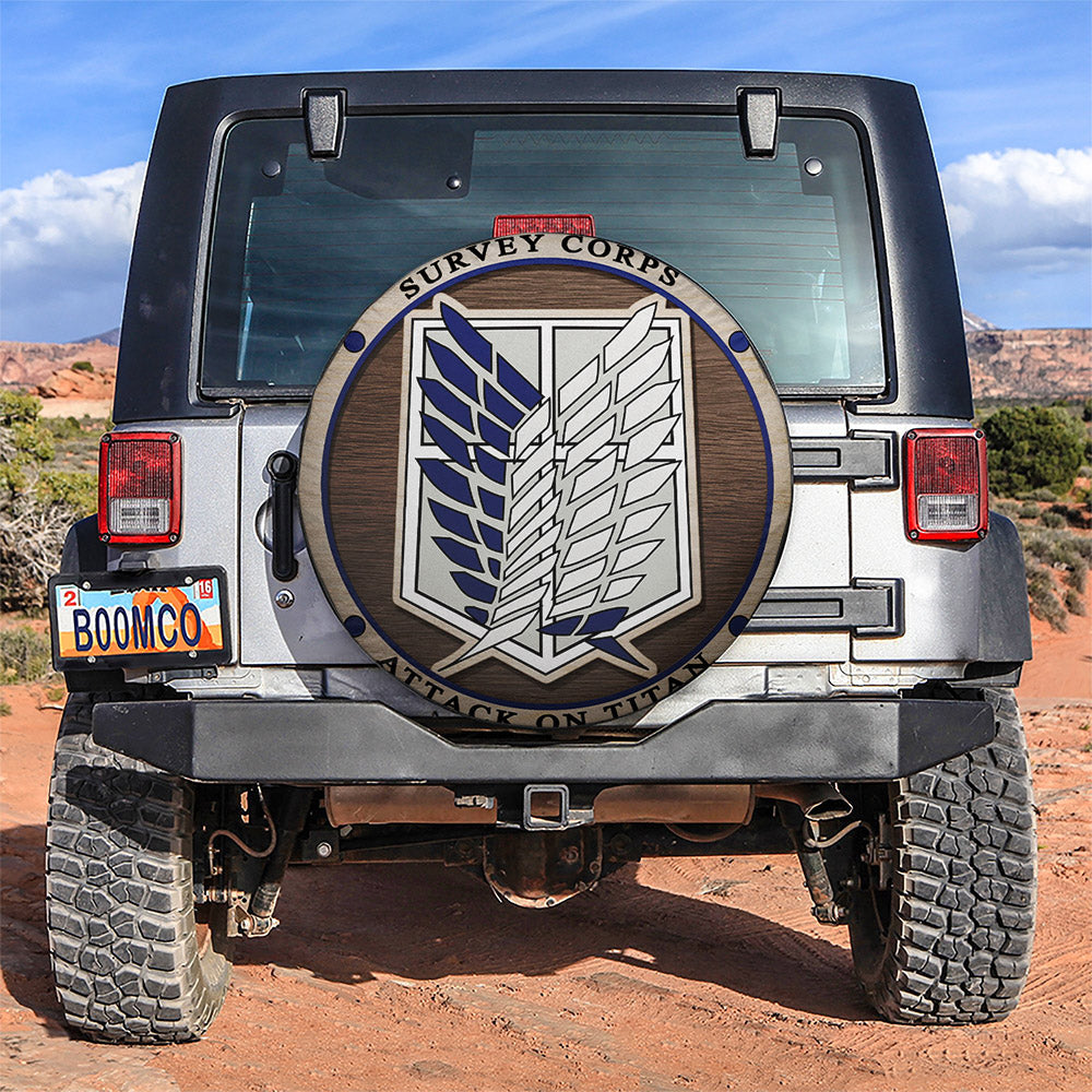 Attack On Titan Survey Corps Jeep Car Spare Tire Covers Gift For Campers Nearkii