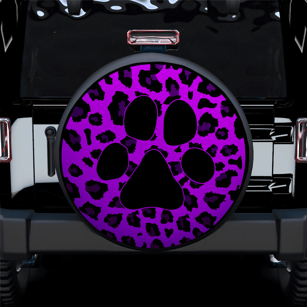 Purple Cute Dog Paw Cheetah Leopard Jaguar Pattern Jeep Car Spare Tire Covers Gift For Campers Nearkii