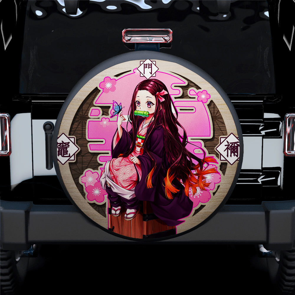 Demon Slayer Nezuko Kamado Wood Anime Jeep Car Spare Tire Covers Gift For Campers Nearkii