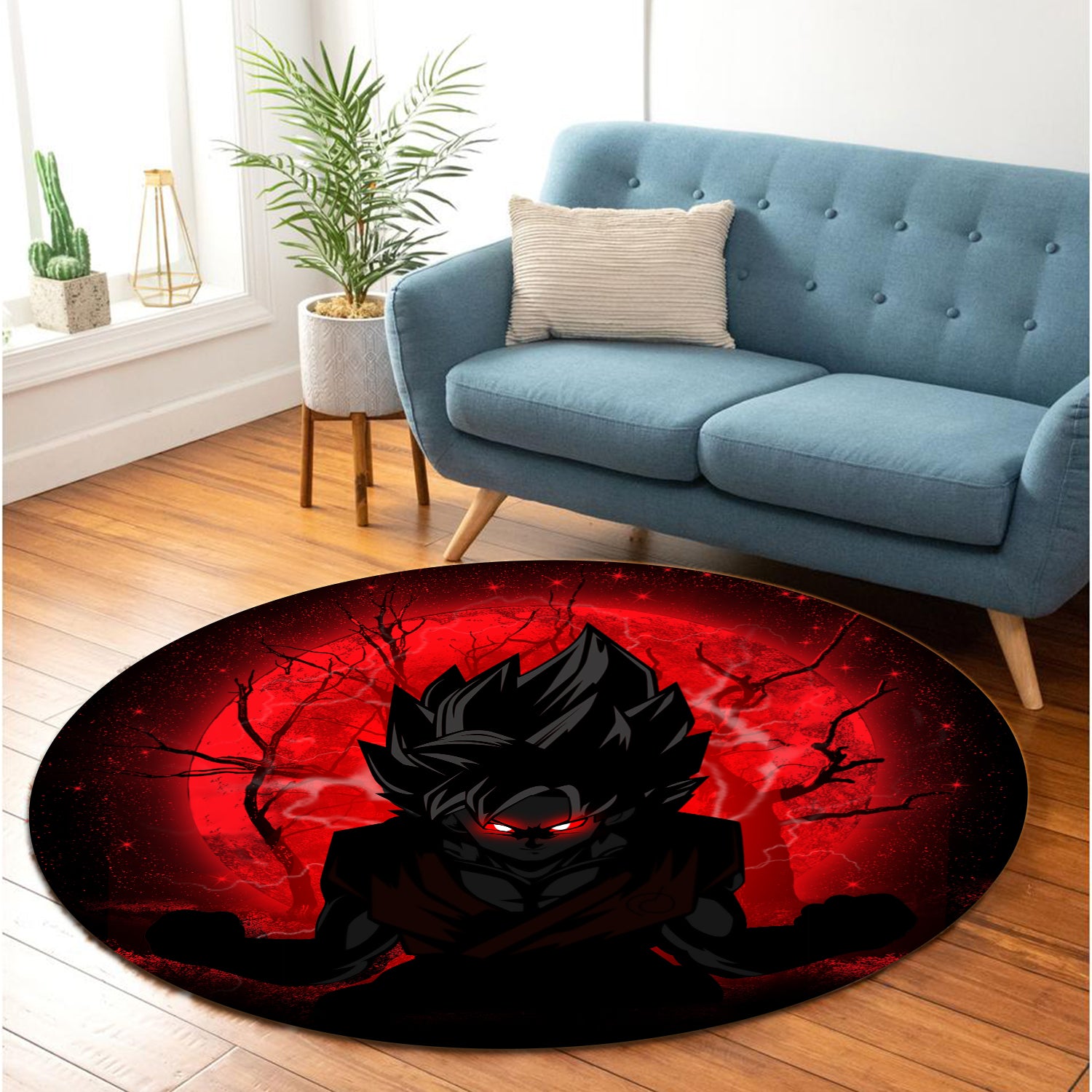 Goku Saiyan Evil Moonlight Round Carpet Rug Bedroom Livingroom Home Decor Nearkii