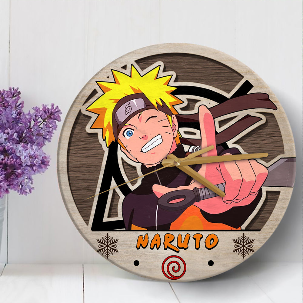 Naruto Shippuden Anime Wood Wall Clock Nearkii