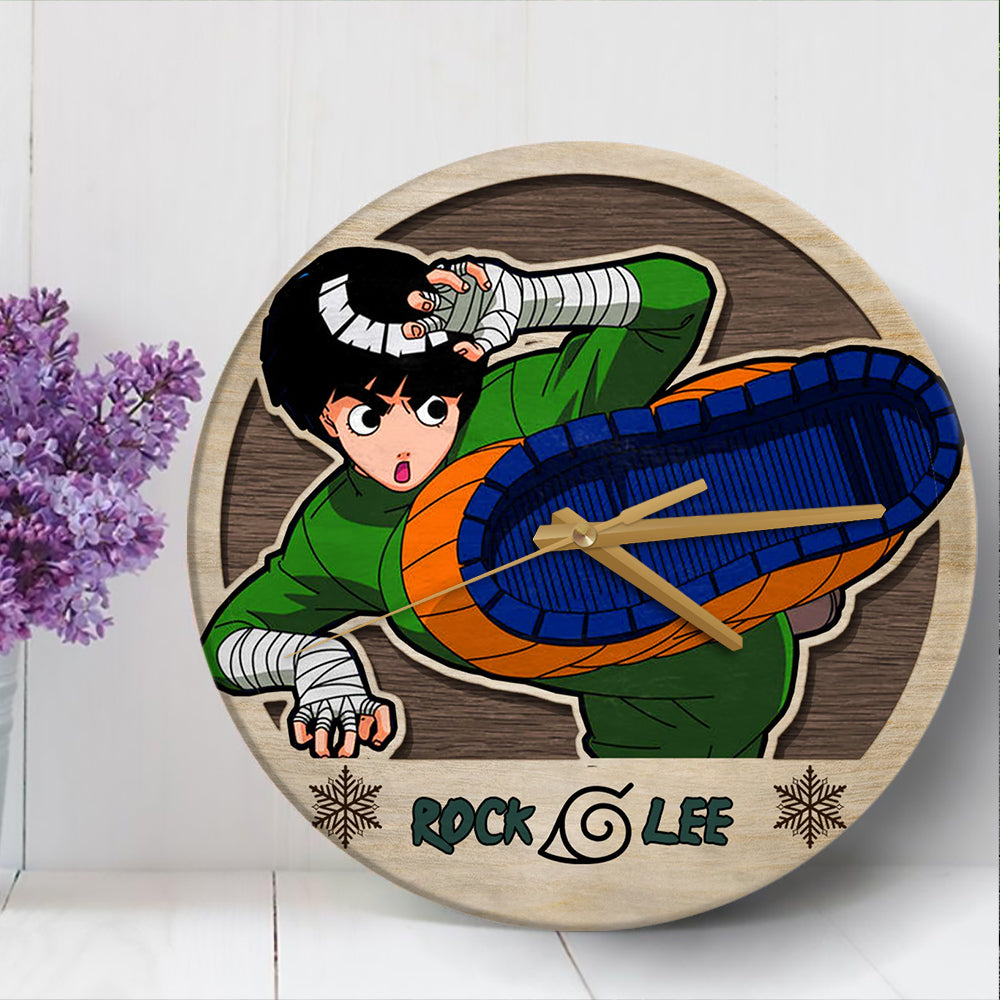 Naruto Rock Lee Anime Wood Wall Clock Nearkii