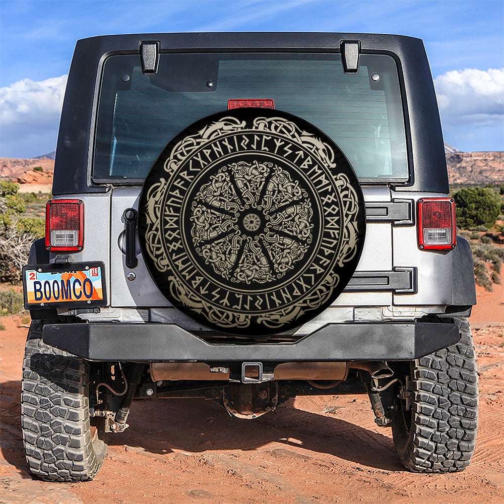 Norse Runes And Dragons Viking Jeep Car Spare Tire Covers Gift For Campers Nearkii