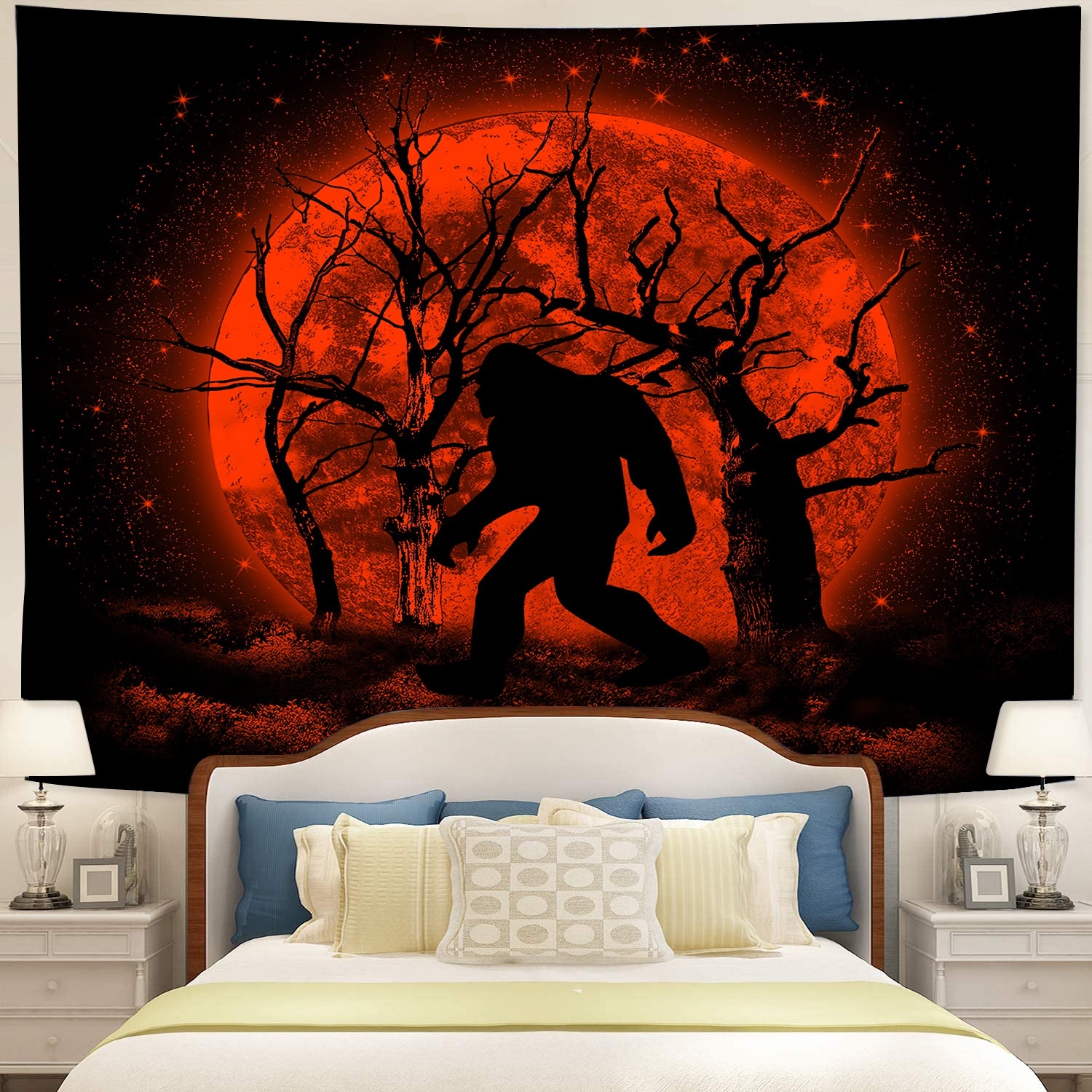 Bigfoot Silhouette Moonlight Tapestry Room Decor Nearkii