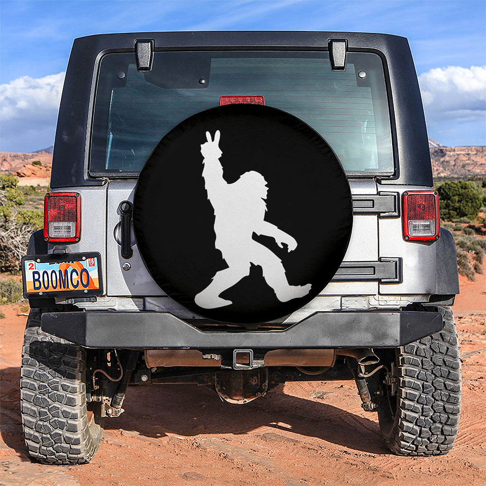 Bigfoot Peace Sign Hand Sasquatch Peace Symbol Jeep Car Spare Tire Covers Gift For Campers Nearkii