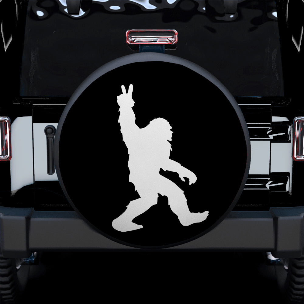 Bigfoot Peace Sign Hand Sasquatch Peace Symbol Jeep Car Spare Tire Covers Gift For Campers Nearkii