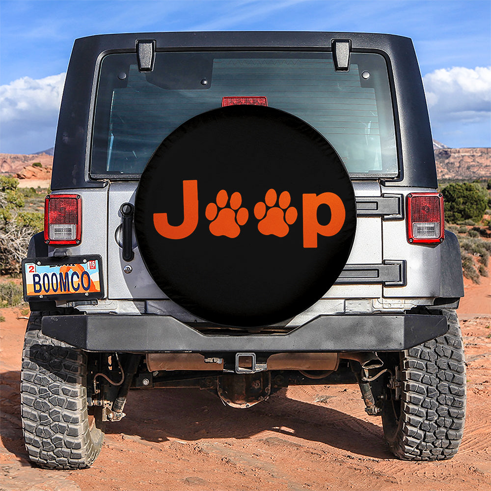 Orange Jeep Side Fender Dog Paws Car Spare Tire Covers Gift For Campers Nearkii