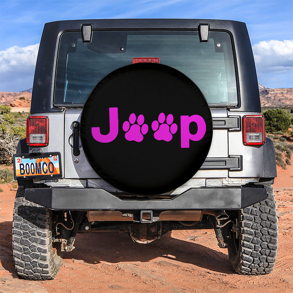 Pink Jeep Side Fender Dog Paws Car Spare Tire Covers Gift For Campers Nearkii