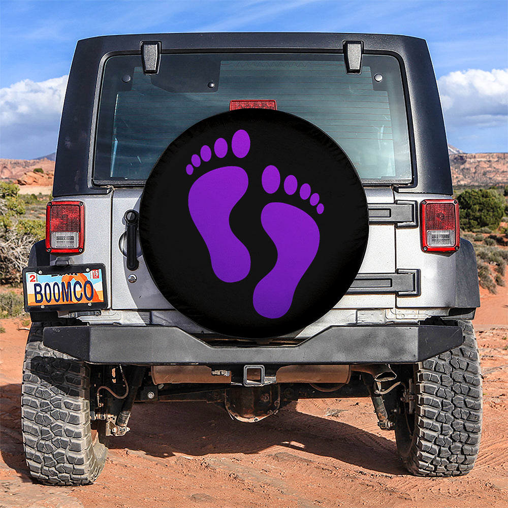 Purple Print Foot Jeep Car Spare Tire Covers Gift For Campers Nearkii