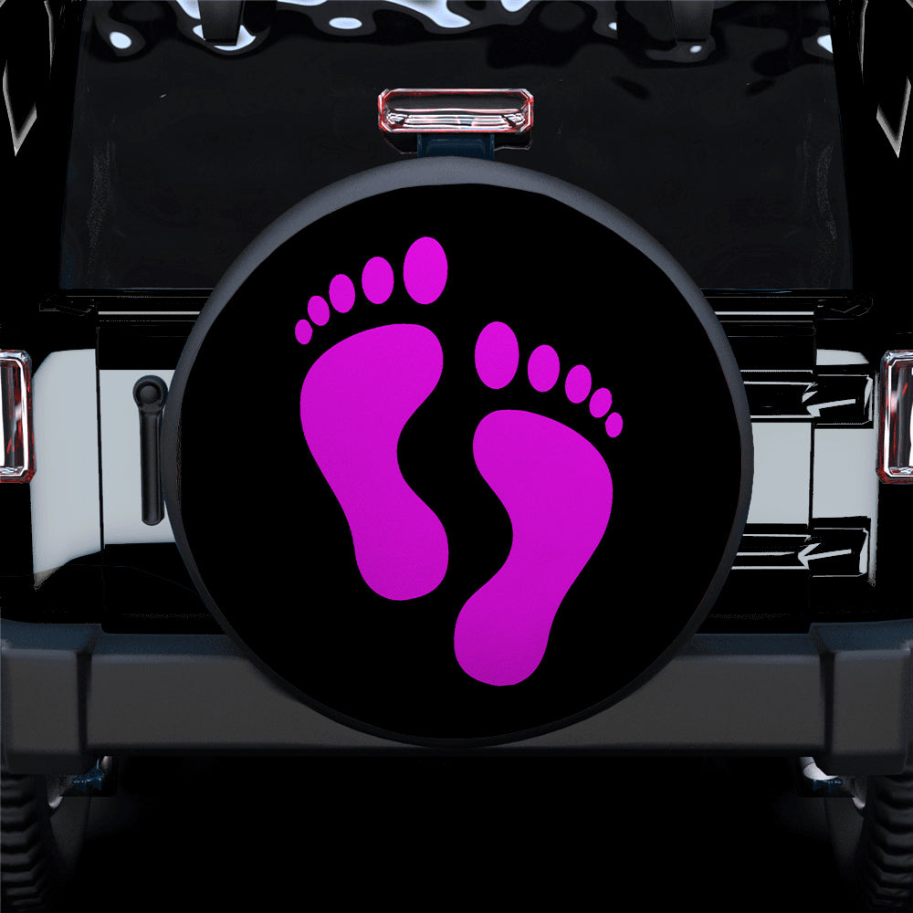 Pink Print Foot Jeep Car Spare Tire Covers Gift For Campers Nearkii