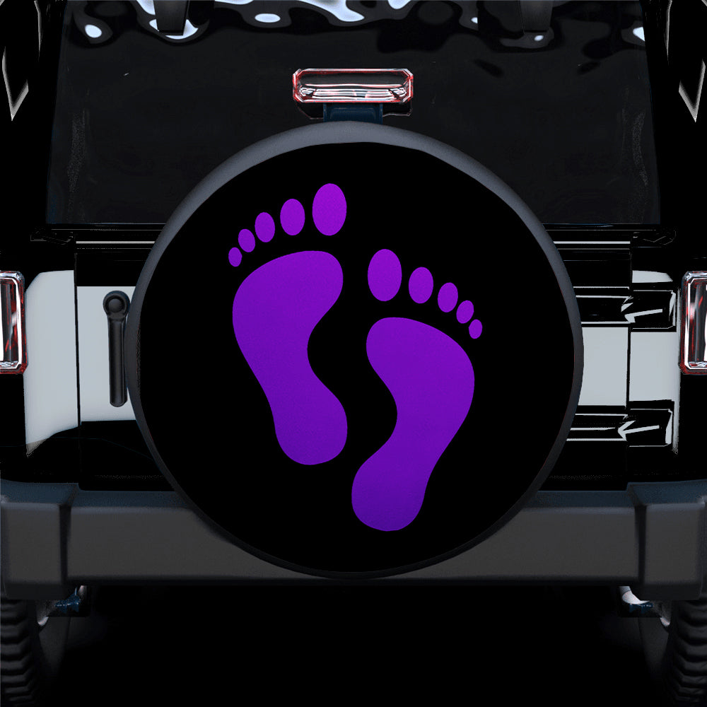Purple Print Foot Jeep Car Spare Tire Covers Gift For Campers Nearkii