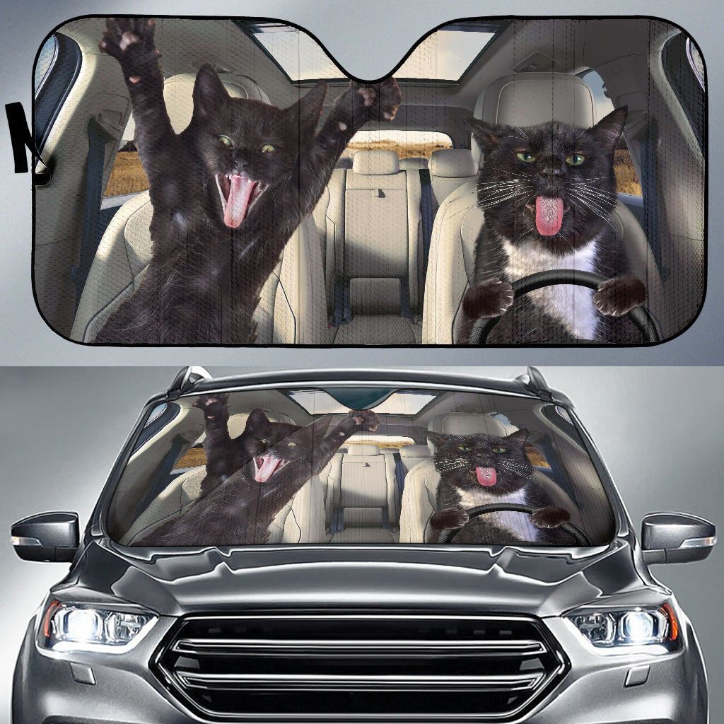 Funny Black Cat Car Auto Sunshades Nearkii