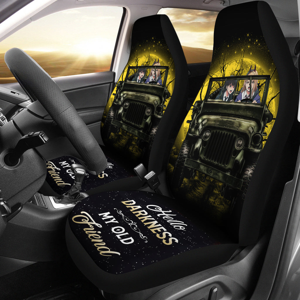Chainsaw Man Ride Jeep Funny Anime Moonlight Halloween Premium Custom Car Seat Covers Decor Protectors Nearkii