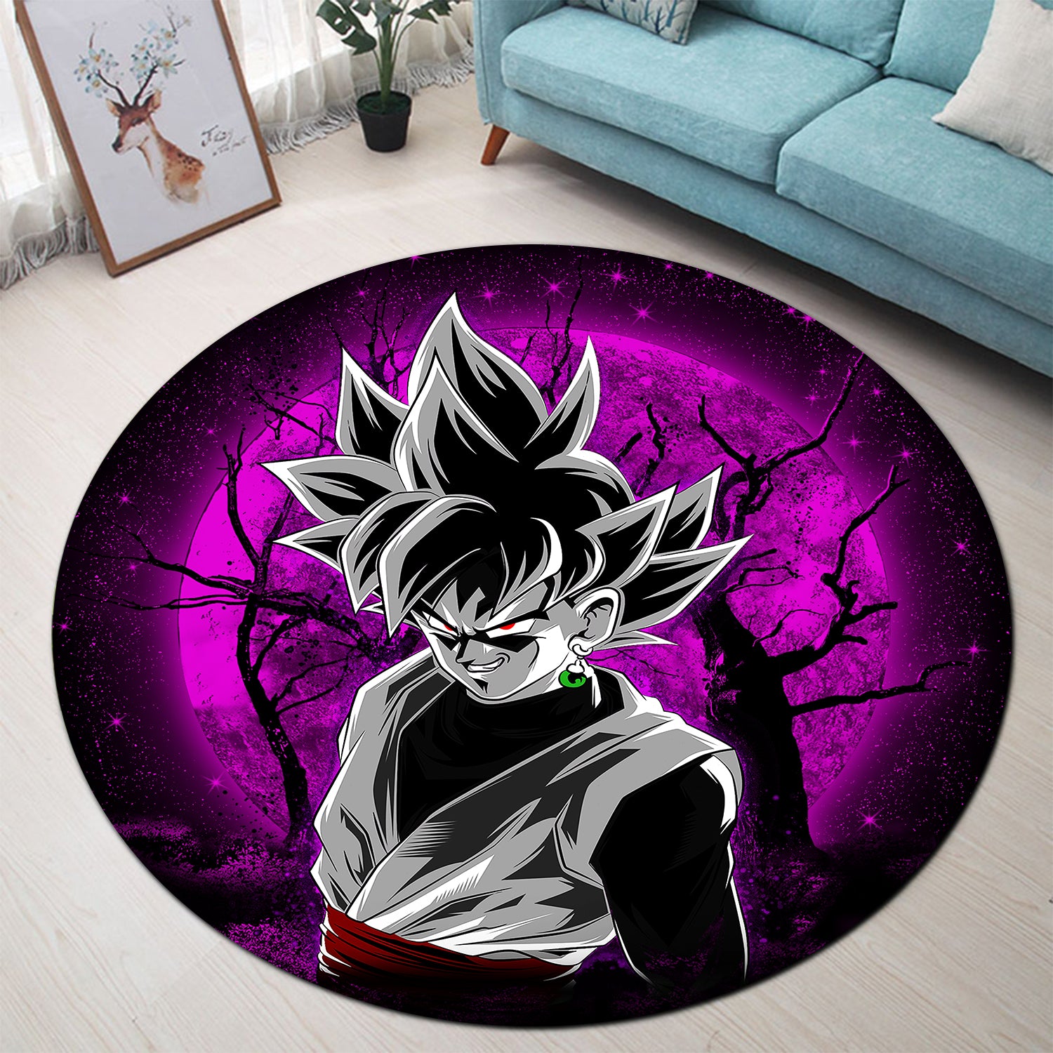 Goku Black Moonlight Round Carpet Rug Bedroom Livingroom Home Decor Nearkii