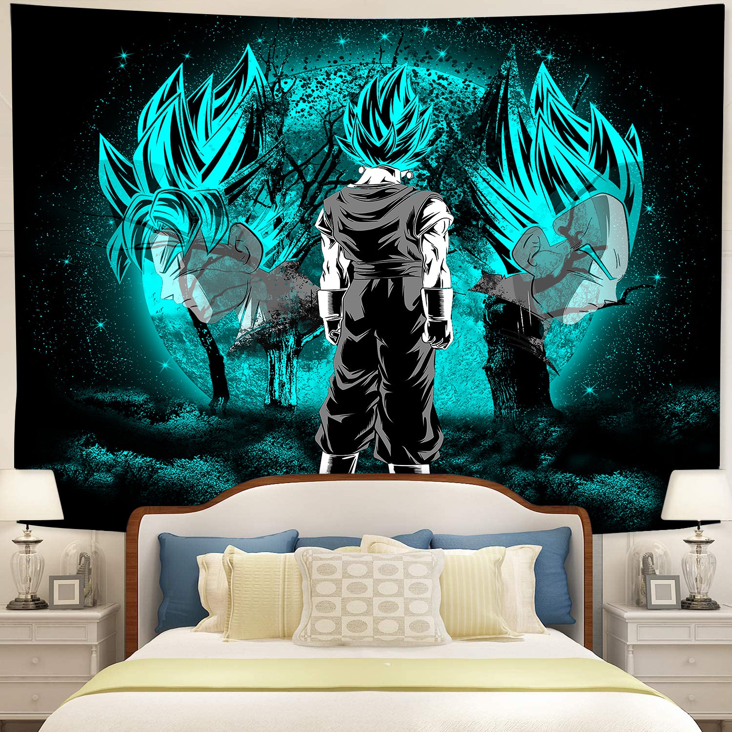 Goku Vegeta Vegito Blue Moonlight Tapestry Room Decor Nearkii