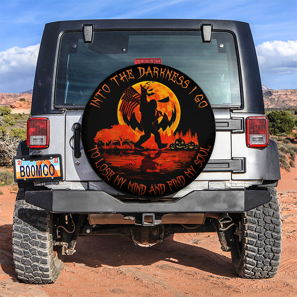 Bigfoot Sasquatch Into The Darkness I Go Jeep Car Spare Tire Covers Gift For Campers Nearkii