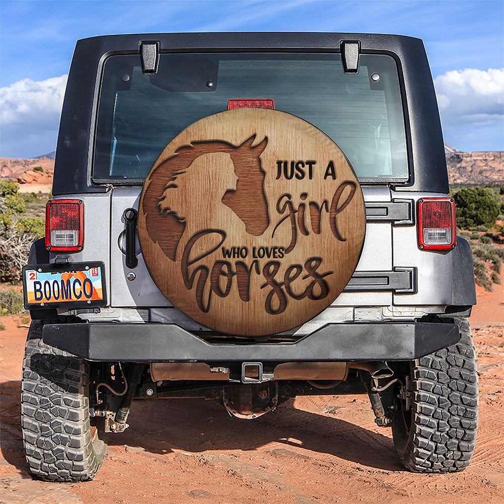 Just A Girl Who Loves Horses Jeep Car Spare Tire Covers Gift For Campers Nearkii
