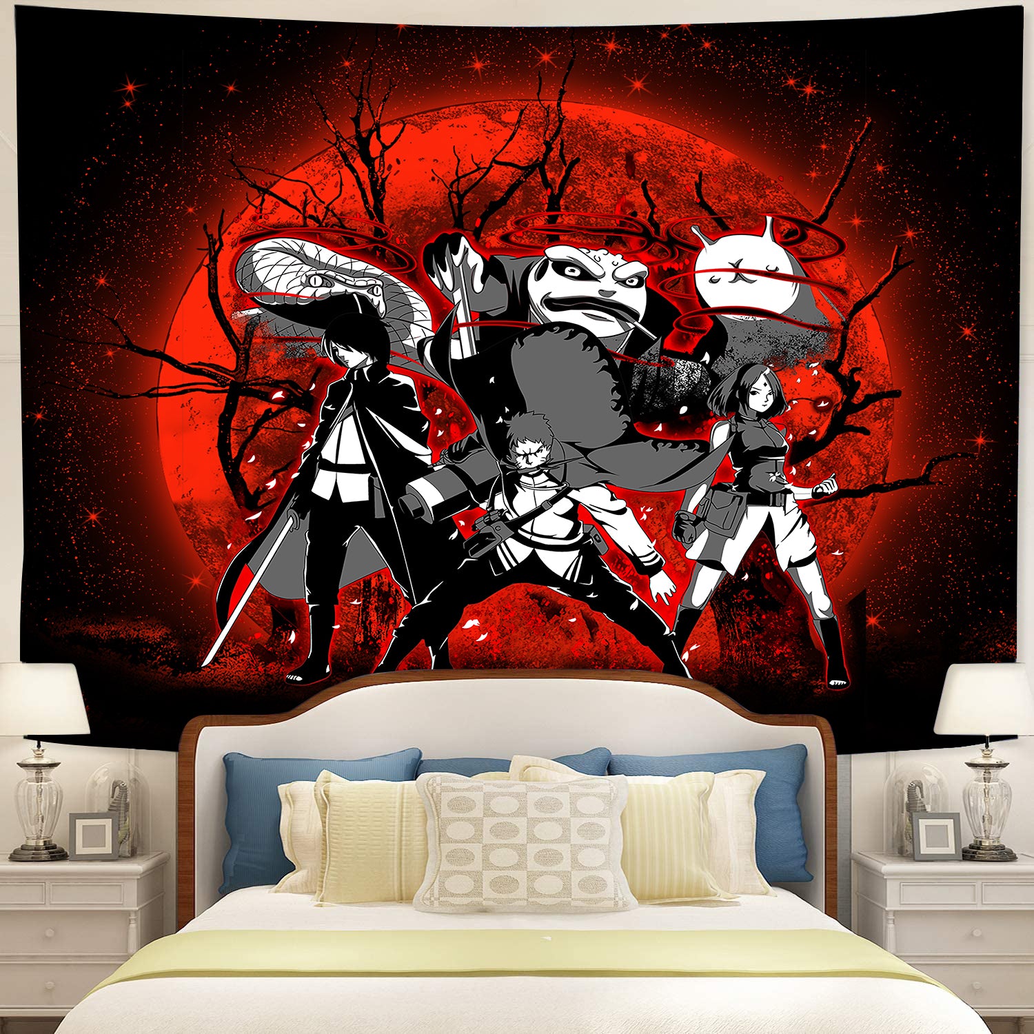 Naruto Sasuke Sakura Team 7 Moonlight Tapestry Room Decor Nearkii