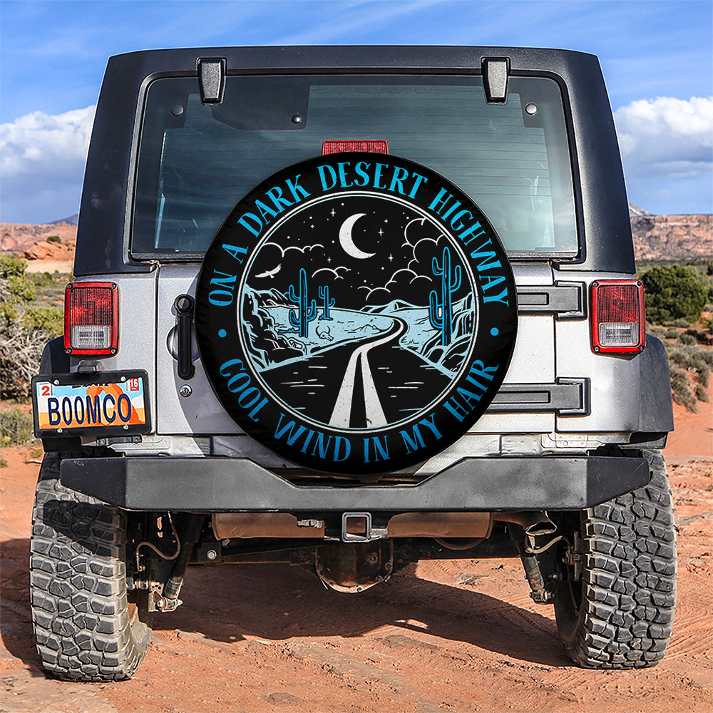 On A Dark Desert Highway Blue Jeep Car Spare Tire Covers Gift For Campers Nearkii