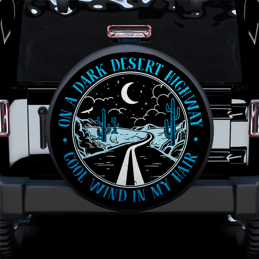 On A Dark Desert Highway Blue Jeep Car Spare Tire Covers Gift For Campers Nearkii