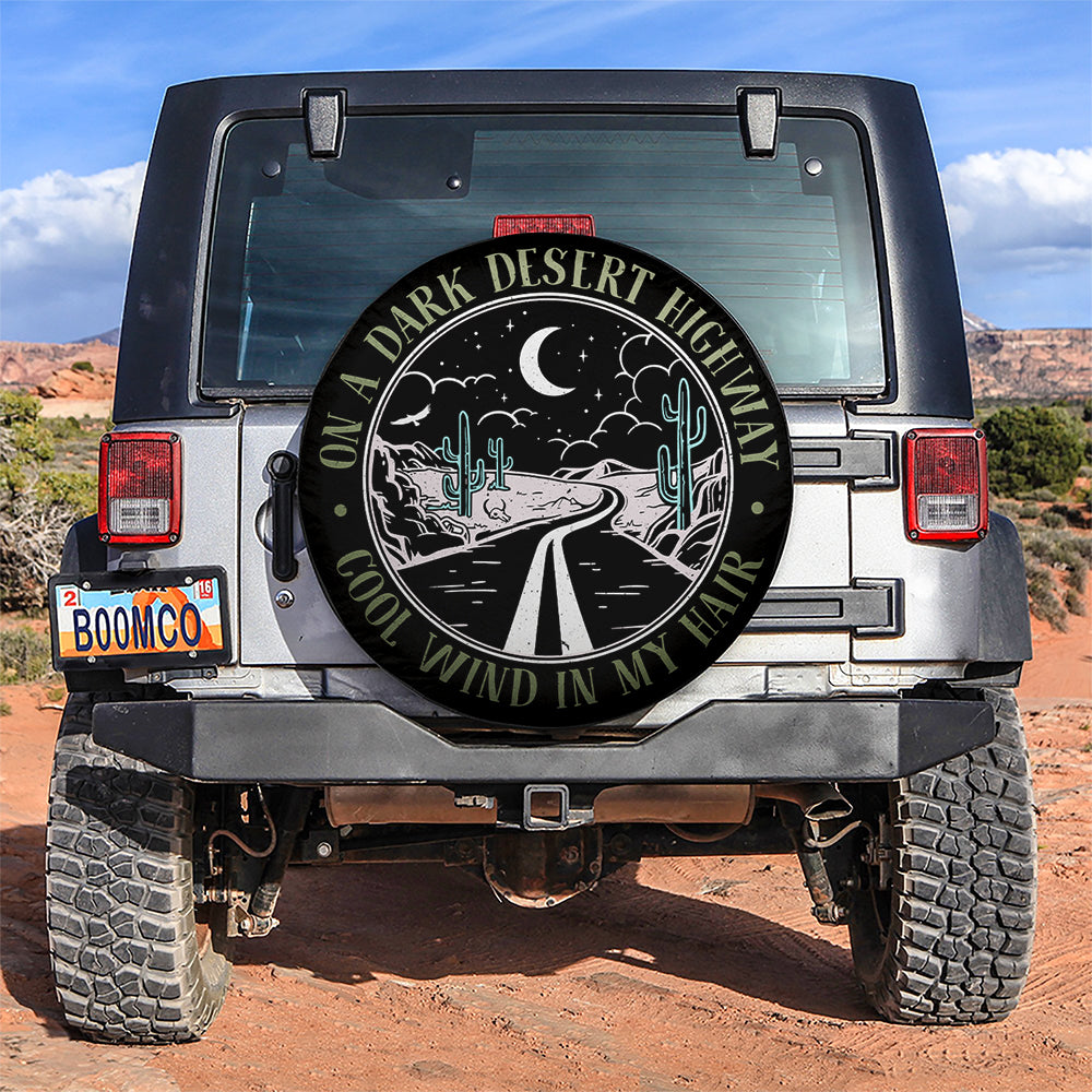On A Dark Desert Highway White Jeep Car Spare Tire Covers Gift For Campers Nearkii