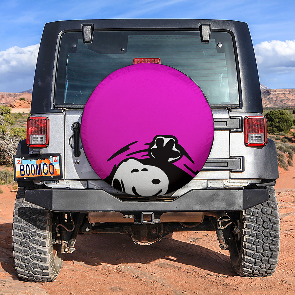 Pink Snoopy Peek A Boo Funny Jeep Car Spare Tire Covers Gift For Campers Nearkii