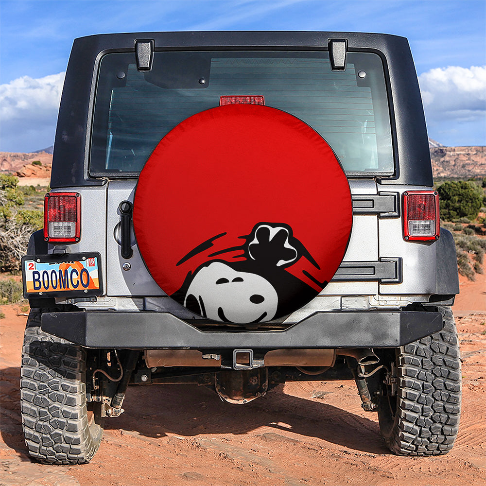 Red Snoopy Peek A Boo Funny Jeep Car Spare Tire Covers Gift For Campers Nearkii