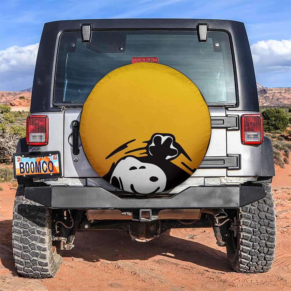 Yellow Snoopy Peek A Boo Funny Jeep Car Spare Tire Covers Gift For Campers Nearkii