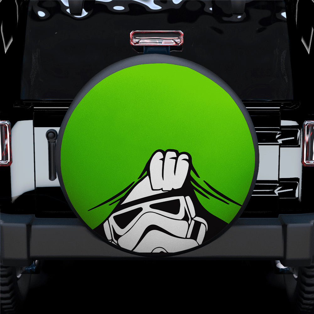 Stormtrooper Peek A Boo Funny Green Jeep Car Spare Tire Covers Gift For Campers Nearkii