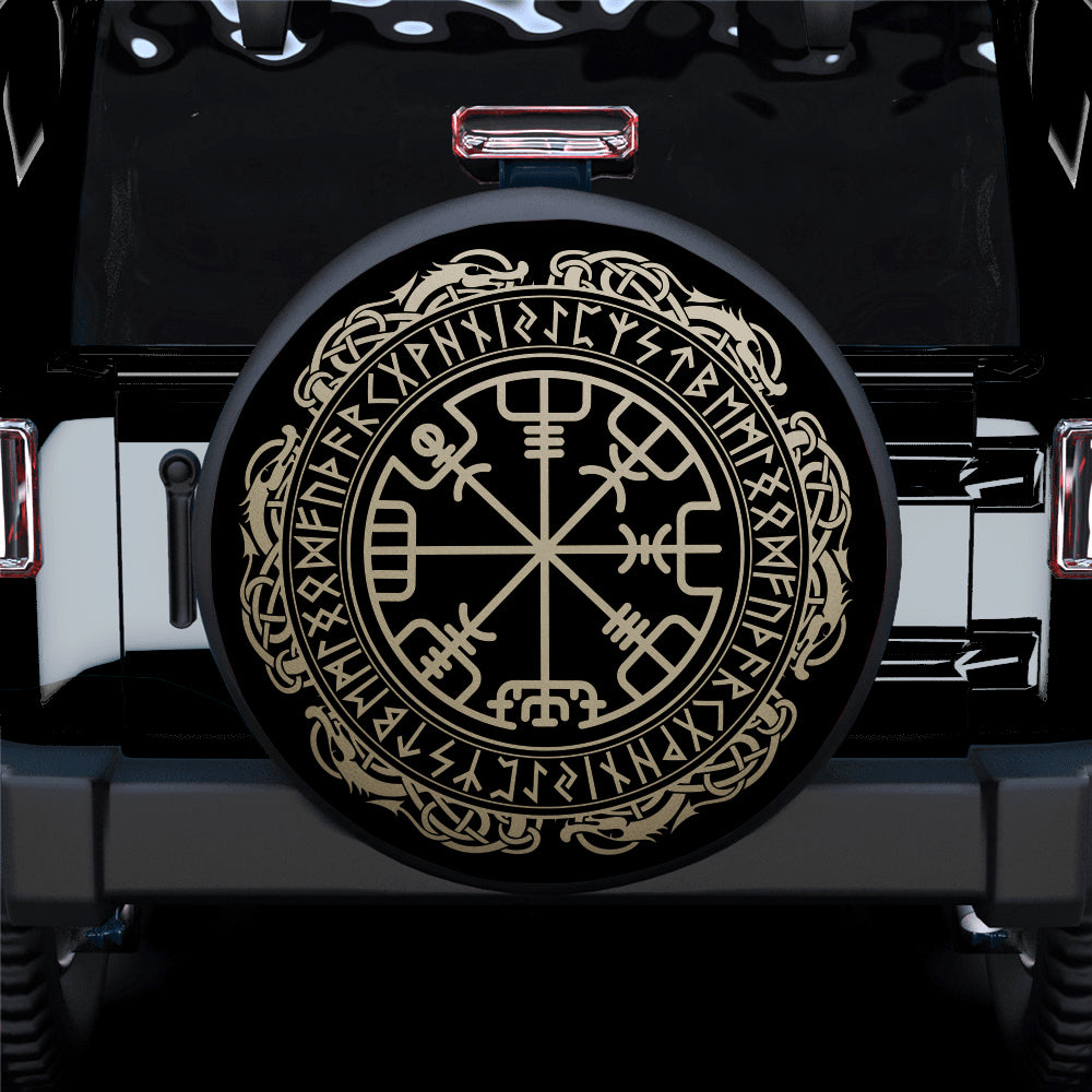 Viking Magical Runic Compass Vegvisir Jeep Car Spare Tire Covers Gift For Campers Nearkii